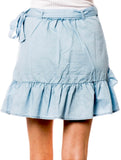 Chambray Ruffle Wrap Skirt