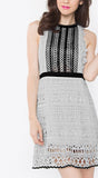 Grey and Black Sleeveless Lace Detail Dress