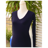 Black Ribbed Knit Sweater Dress