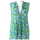 Emerald Isle Block Print Ruffle Neck Maxi Dress