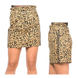 Caramel & Black Leopard Print Ruffle Waist Denim Skirt