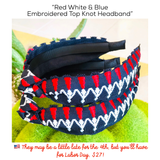 Red White & Blue Embroidered Top Knot Headband