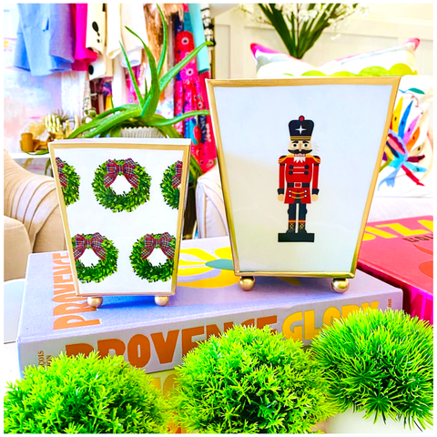 Holiday 6” or 8” Enameled Cachepots with Gold Feet