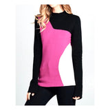 Black Knit Color Block Sweater with Sleeve Slits