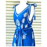 Pranella Blue & White Amal Dress with Optional Belt