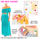 Teal Linen Matching Maxi Skirt & Adjustable Tie Top