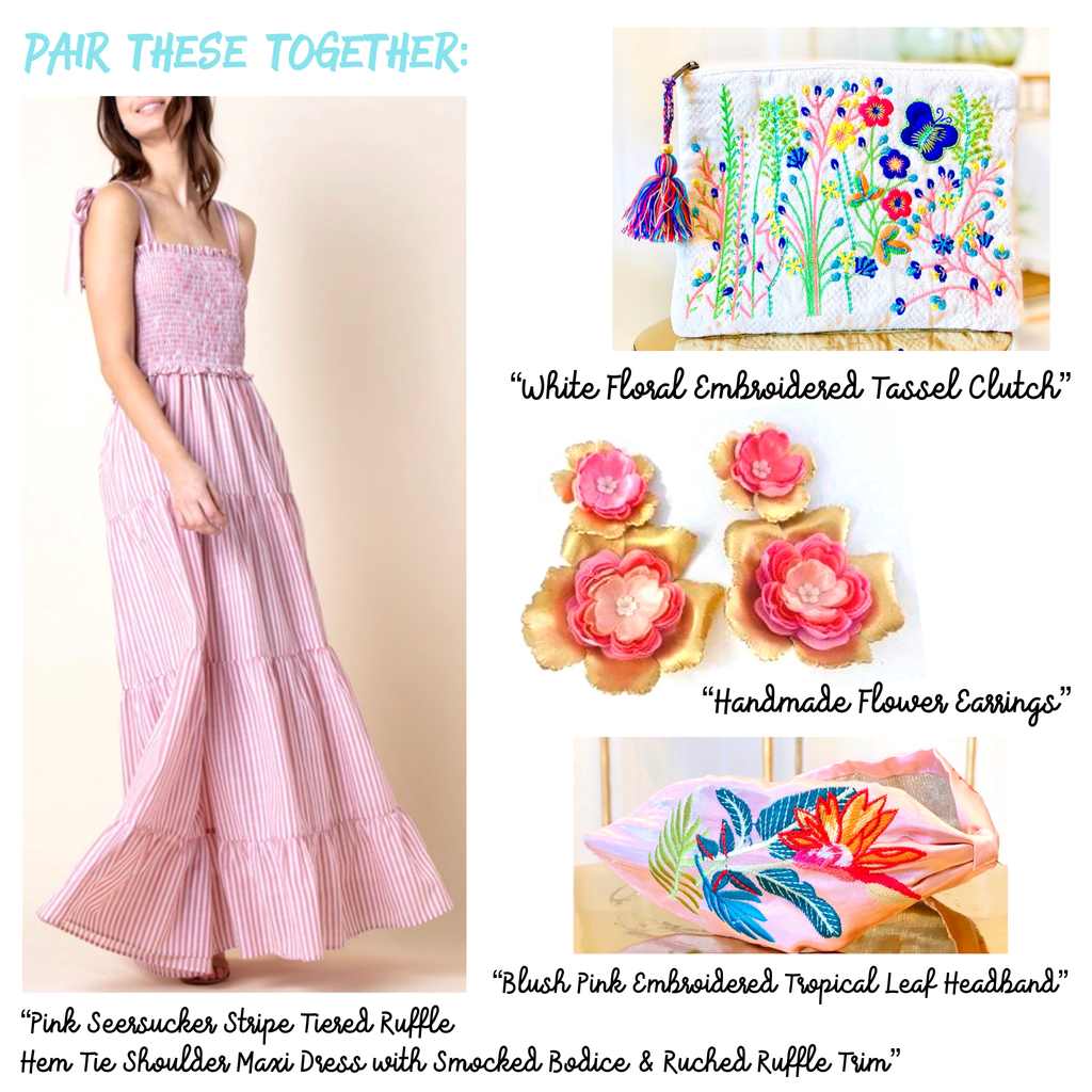 Coral Seersucker Stripe Tiered Ruffle Hem Tie Shoulder Maxi Dress Coral Seersucker Stripe Tiered Ruffle Hem Tie Shoulder Maxi Dress