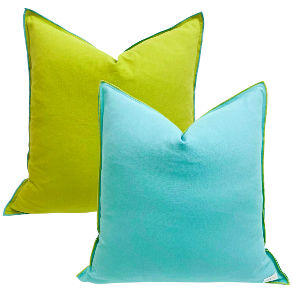 22” Reversible Cotton Parker Pillows with Feather Down Insert - James ...