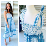 Blue & White Smocked Lucille Dress