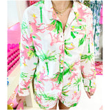 Chinoiserie Pink Monkey Palm PJ Set (sold together)
