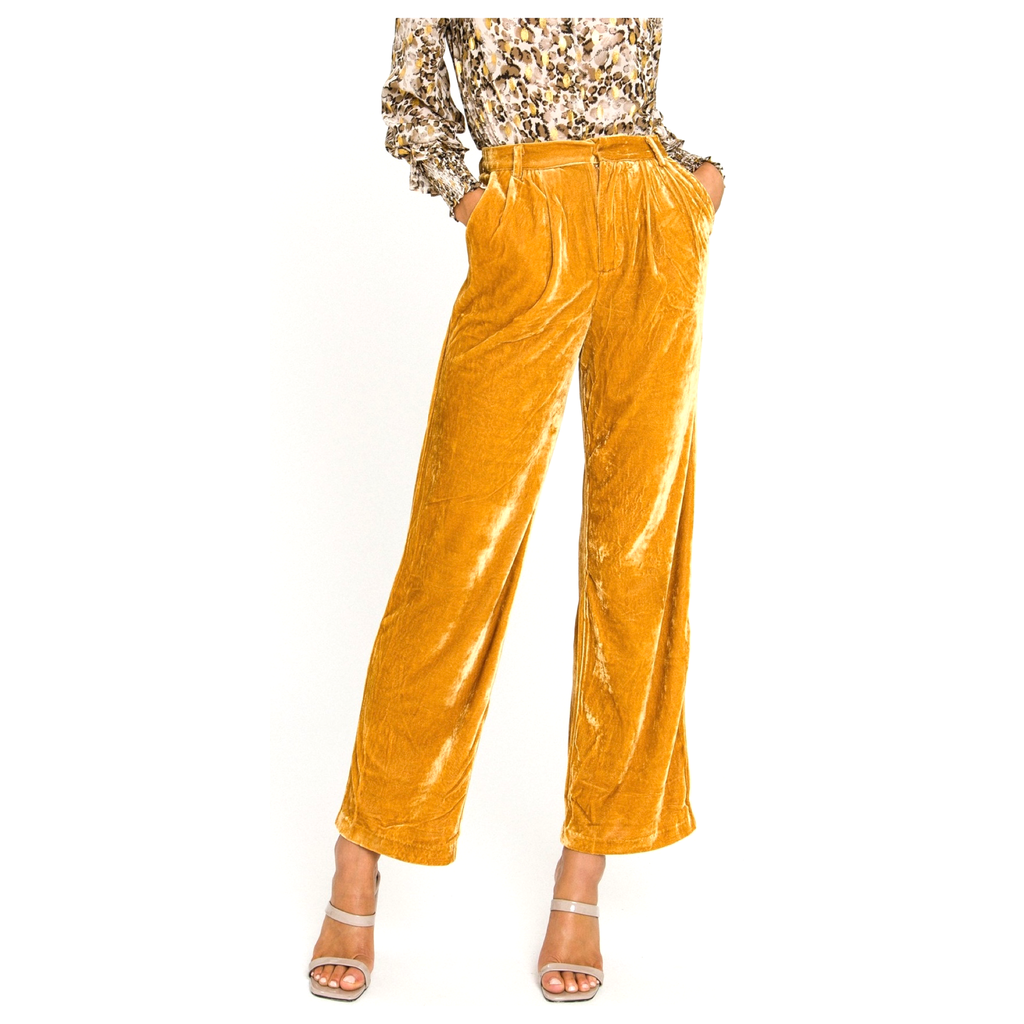 Desert Gold Velvet Wide Leg Pants