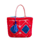 Red White & Blue Terry Embroidered Tassel Tote