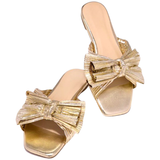 Gold Crinkle Bow Amalfi Sandals