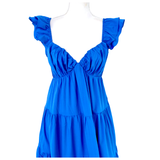 Pink OR Royal Blue Double Flutter Sleeve Maxi Dress with Tiered Ruffle Hem