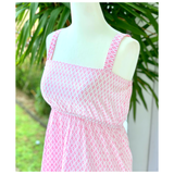 Lia Block Print Dress in Pink Seed