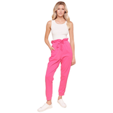 Pink French Terry Knit Puff Sleeve Top & Ruffle Waist Pant Set