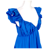 Pink OR Royal Blue Double Flutter Sleeve Maxi Dress with Tiered Ruffle Hem