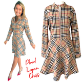 Camel Plaid Fit & Flare Logan Dress