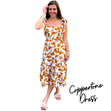 Brown & White Flutter Sleeve Coppertone Dress