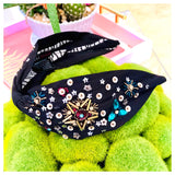 Handmade Black Gold & Multicolor Beaded Star Headband