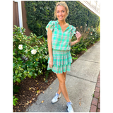Green & Coral Smocked Layered Ruffle Cammie Dress