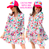 Cactus Print Ruffle Hem Katelyn Dress