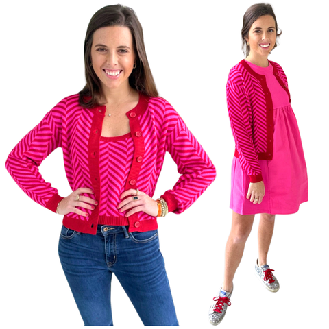 Pink & Red Santa x Cupid Cami & Cardigan (sold separately)