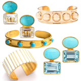 Turquoise, Aquamarine & 18K Gold Plated Jewelry