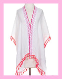 Pink & White Caftan Coverup