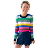 METALLIC Candy Stripe Mohair Blend Knit Jojo Sweater