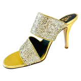 Gold Glitter Lexi Heels with Comfort Fit Band, Handmade in Italy