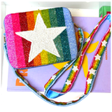Hand Beaded Rainbow Stripe with Star Shoulder Bag