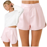 Easter Pink Leather Haviland Shorts