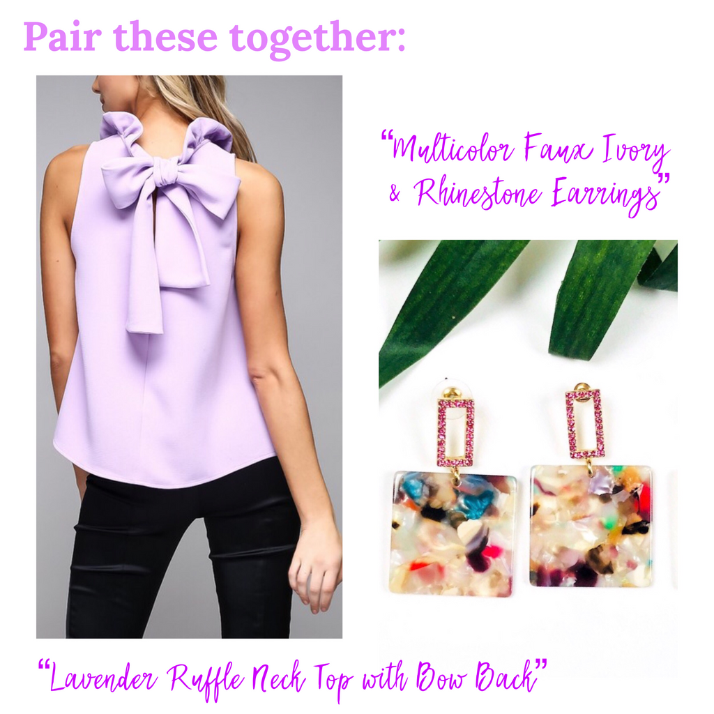 Lavender Ruffle Neck Sleeveless Swing Top with Bow Back James Ascher