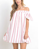 Corral White Stripe Off the Shoulder Dress - FINAL SALE