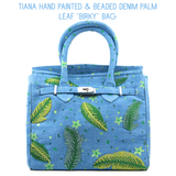 Hand Painted & Beaded Denim Palm Leaf Bag