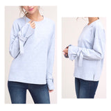 Heather Grey French Terry Tie Sleeve Top
