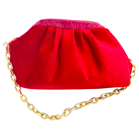 Handmade Silk Velvet Pink & Red Dolly Bag & 🌈 Brooke Bag, Handmade in Turkey