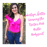 Electric Pink Ruffle Bodysuit