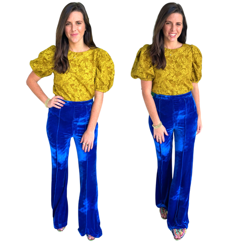 Sapphire Velvet High Waisted Herradura Pants