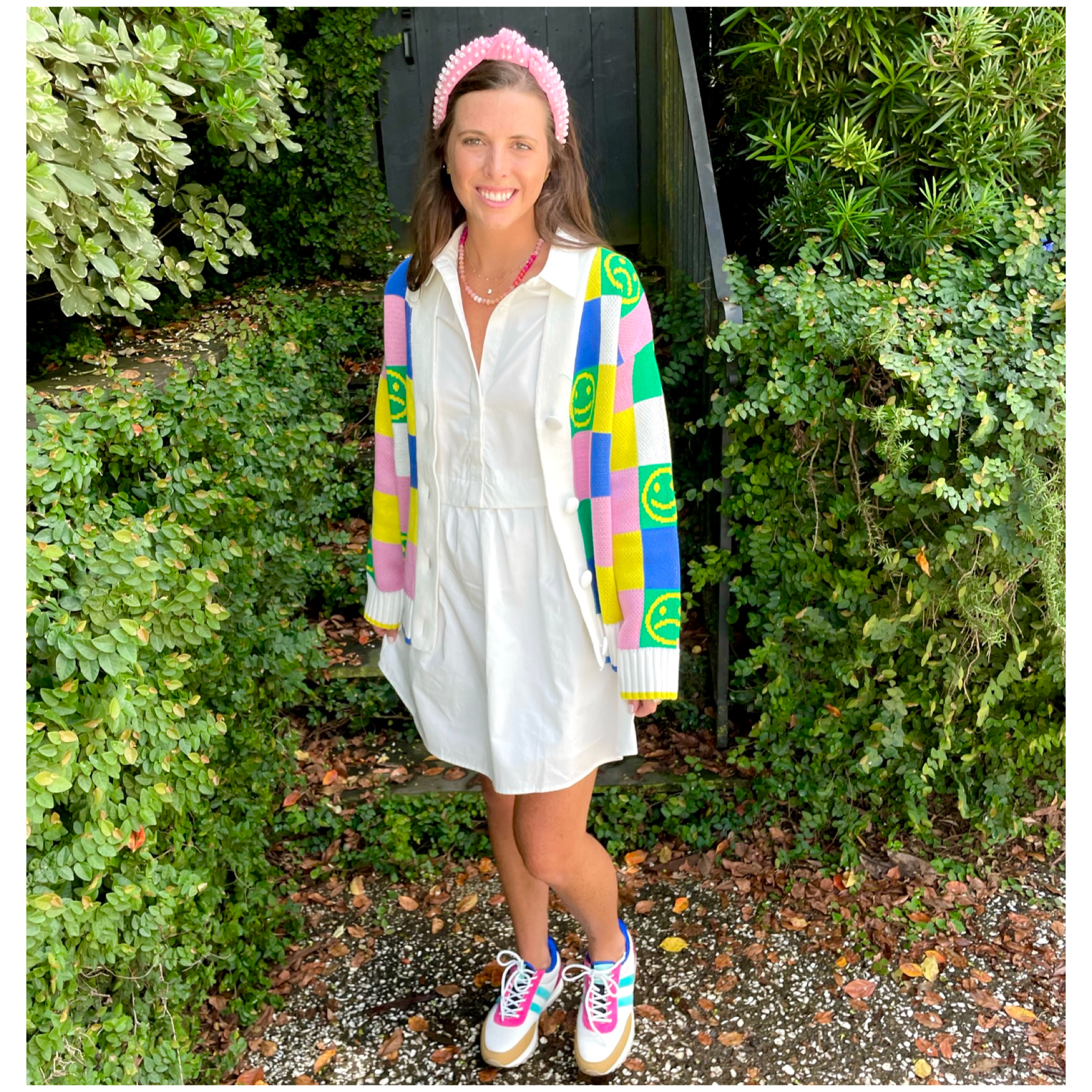 Smiley Face Cotton Knit Little Miss Happy Cardigan - James Ascher