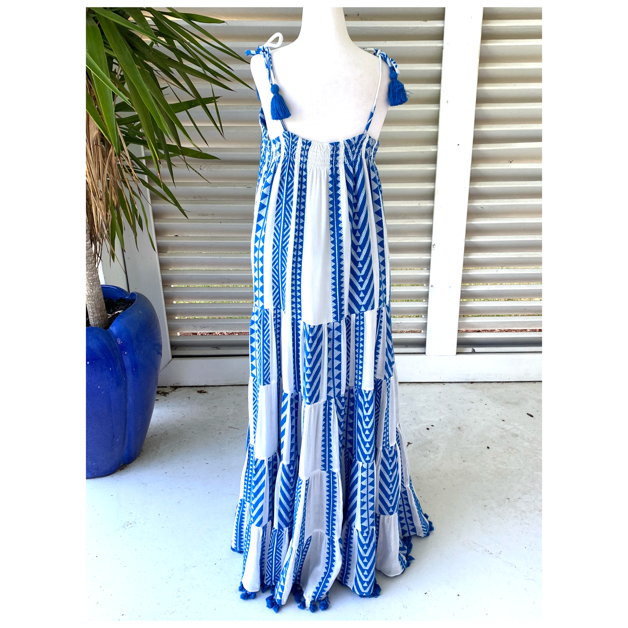 Royal Blue Hand Loomed Dyed Cotton Tassel Maxi with Optional Belt - James  Ascher
