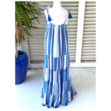 Royal Blue Hand Loomed Dyed Cotton Tassel Maxi with Optional Belt