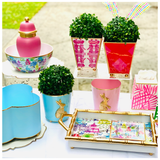 Chinoiserie Garden Party Cachepot Planter, Ice Bucket OR Planter + Pink Ginger Jar