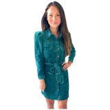 Camel or Green Puff Sleeve Corduroy Milly Dress