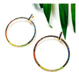 Multicolor Gemstone Open Circle Earrings