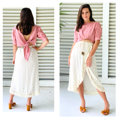 Sundress Gold Foil Adela Skirt in Dubai Coconut