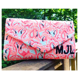 Flamingo Clutch with Optional Chain & Satin Interior (can be monogrammed)