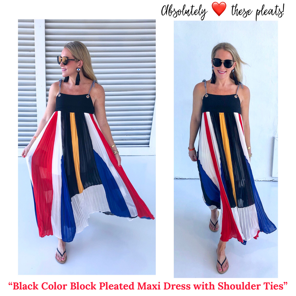 Pleated Color Block Dress