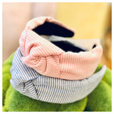 Pink OR Blue & White Stripe Top Knot Headbands